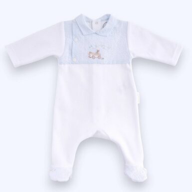 THEOPHILE & PATACHOU KRUIPPAKJE VELOURS PLASTRON - LICHT BLAUW