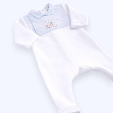 THEOPHILE & PATACHOU KRUIPPAKJE VELOURS PLASTRON - LICHT BLAUW