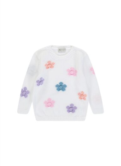JO MILANO SWEATER FLOWERS WHITE - WIT