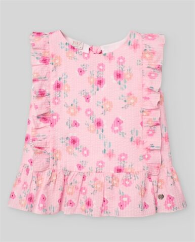 PAZ RODRIGUEZ FLOR WOVEN BLOUSE PINK FLOWERS - ROZE