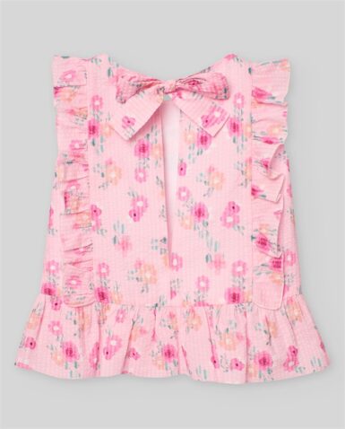 PAZ RODRIGUEZ FLOR WOVEN BLOUSE PINK FLOWERS - ROZE