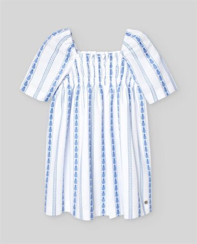 PAZ RODRIGUEZ WOVEN INFANT DRESS BLUE/WHITE - BLAUW
