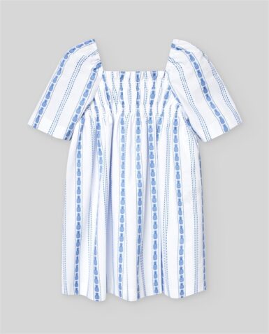 PAZ RODRIGUEZ WOVEN INFANT DRESS BLUE/WHITE - BLAUW
