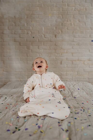 PUCKABABY 4 SEASONS 6M-2.5J HEARTS CONFETTI - BEIGE