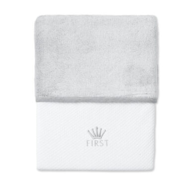 FIRST ENDLESS GREY LIO DEKEN WIEG GREY/ WHITE TEDDY- KATOEN - GRIJS