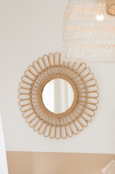 SPIEGEL ELLEN ROND ROTAN NATUREL
