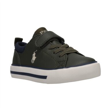 RALPH LAUREN SNEAKERS OLIVE TUMBLED/NAVY - GROEN