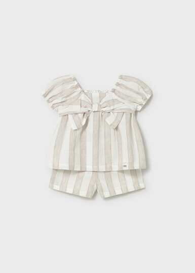 MAYORAL SETJE T-SHIRT EN SHORT BEIGE STRIPES