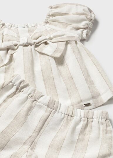 MAYORAL SETJE T-SHIRT EN SHORT BEIGE STRIPES