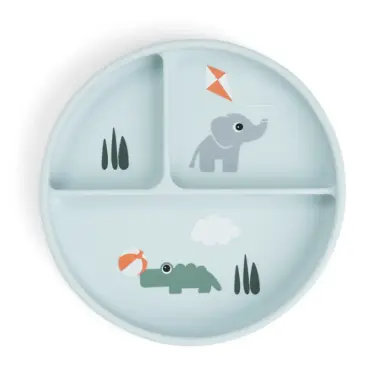 DONE BY DEER STICK&STAY COMPARTMENT PLATE PLAYGROUND BLUE - BLAUW