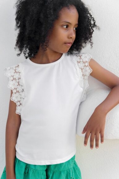 TARTINE ET CHOCOLAT T-SHIRT MET BRODERIE - WIT