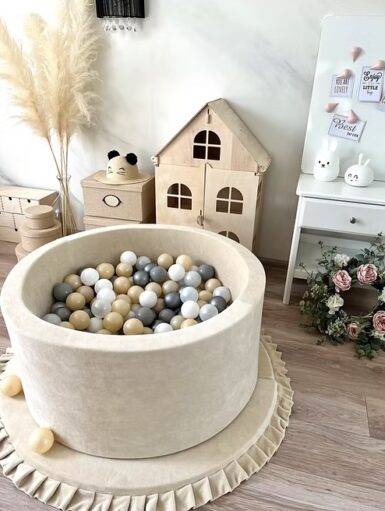 MOJE BALLENBAD 90X40 VELVET ECRU + 200 BALLS WHITE-PEARL-CHAMPAGNE