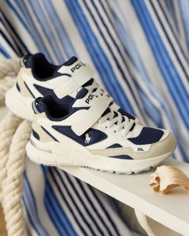 RALPH LAUREN SNEAKERS PAPER WHITE SMOOTH/NAVY MESH