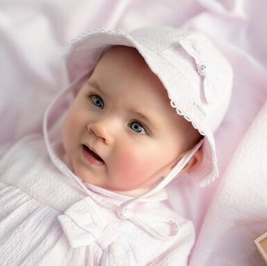 FIRST LACE GIRLS HAT TULIP WHITE-PINK