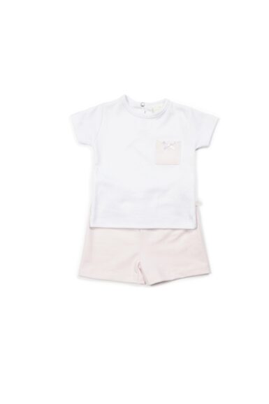 LIVING NATURE PYJAMA 2-DELIG VOOR MEISJES CATO WIT/ROZE