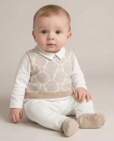 FIRST KRUIPPAKJE SIGNATURE SWEATER WHITE-BEIGE