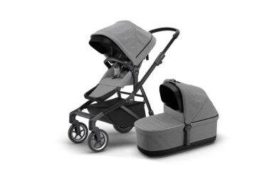 THULE SLEEK+ BASSINET GREY MELANGE ON BLACK - GRIJS