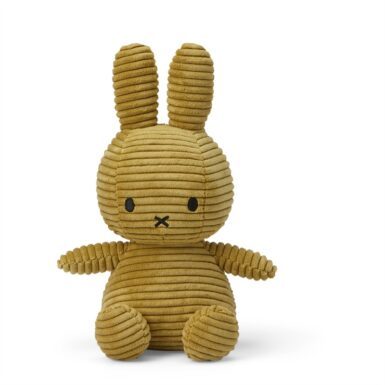 BON TON TOYS NIJNTJE ZITTEND CORDUROY GOUD GROEN 23 CM