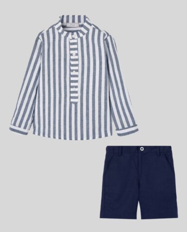 PAZ SETJE MET GESTREEPT HEMD EN SHORT - BLAUW