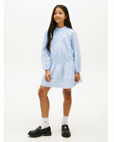 TOMMY HILFIGER KLEEDJE BRODERIE ANGLAISE LIGHT BLUE