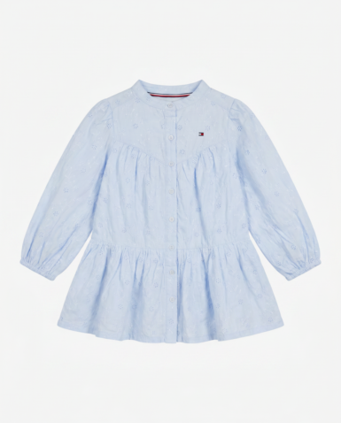 TOMMY HILFIGER KLEEDJE BRODERIE ANGLAISE LIGHT BLUE