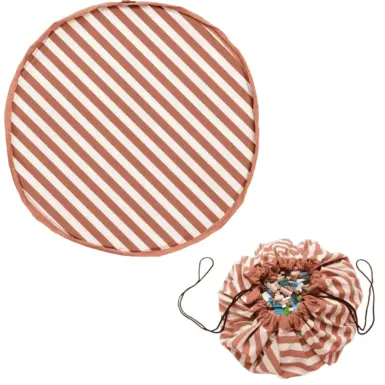 PLAY & GO SPEELMAT & OPBERGZAK STRIPES BROWN