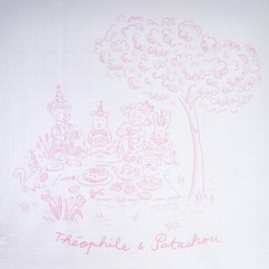 THEOPHILE & PATACHOU PINK GARDEN PARTY TETRADOEK SCHAAP 100X100CM