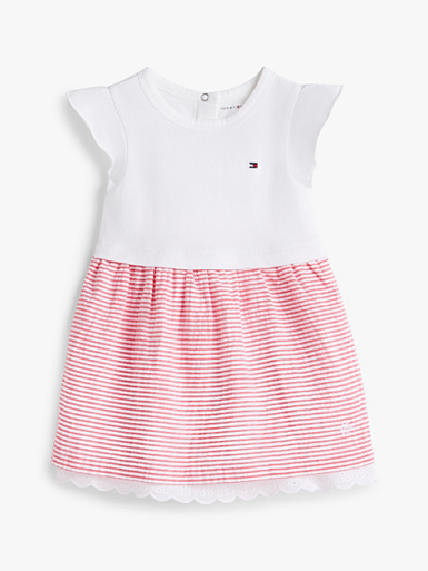 TOMMY HILFIGER KLEEDJE SEERSUCKER MET STREPEN ROOD