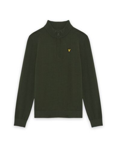 LYLE & SCOTT FIJNGEBREIDE HALF ZIP TRUI - SAGE GREEN