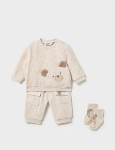 MAYORAL 2 DELIG NEWBORN BOY TEDDY BEAR TRACKSUIT WITH SOCKS