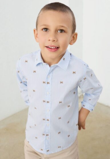 MAYORAL BOY PUPPY PRINT SHIRT LIGHT BLUE