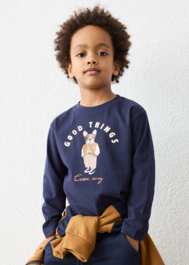 MAYORAL T-SHIRT BLAUW GEKLEDE BULLDOG