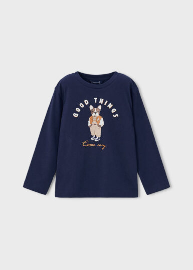 MAYORAL T-SHIRT BLAUW GEKLEDE BULLDOG