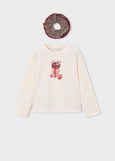 MAYORAL T-SHIRT MACARONS MET BIJPASSENDE HAARELASTIEK