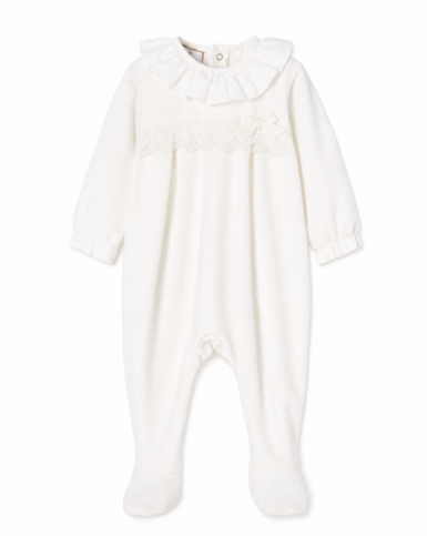 PAZ RODRIGUEZ KRUIPPAKJE VELOURS MET KRAAG OFF WHITE