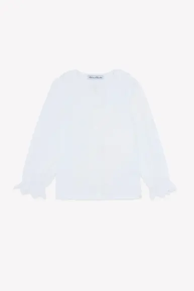 TARTINE ET CHOCOLAT BLOUSE WHITE COTTON RUFFLED COLLAR