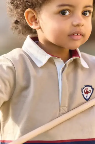 TARTINE ET CHOCOLAT POLO SHIRT SAND POINTED COLLAR CREST EMBROIDERED