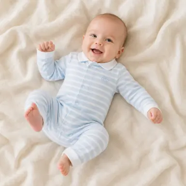 NATINI BABYGROW BARNIE STRIPES WHITE-BLUE
