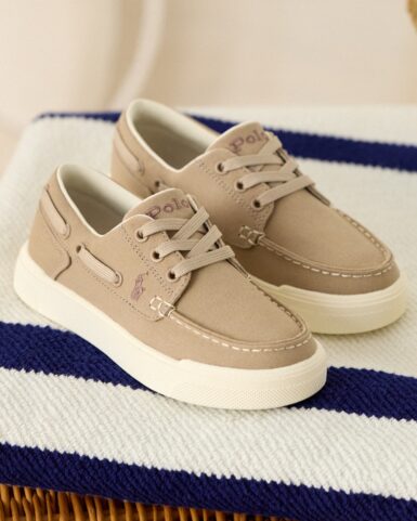 RALPH LAUREN BOOTSCHOEN CANVAS/CREAM