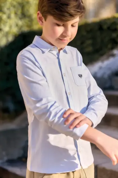 TARTINE ET CHOCOLAT SHIRT COTTON SKY POINTED COLLAR EMBRODERY