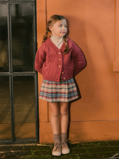 LARANJINHA SKORT IN FLANNEL MET RUITJESMOTIEF BEIGE