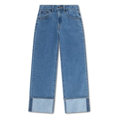 LEVIS JEANS STRETCH WIDE LEG MET BREDE OMGESTIKTE OMSLAGBOORD BLUE