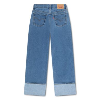 LEVIS JEANS STRETCH WIDE LEG MET BREDE OMGESTIKTE OMSLAGBOORD BLUE
