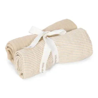 LITTLE DUTCH SWADDLE BEIGE EN MET STREPEN