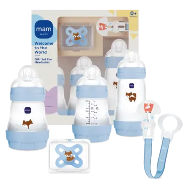 MAM WELCOME TO THE WORLD SET BLAUW