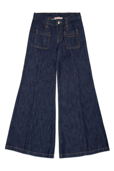 MARNI JEANS MET WIJDE PIJPEN DARK BLUE