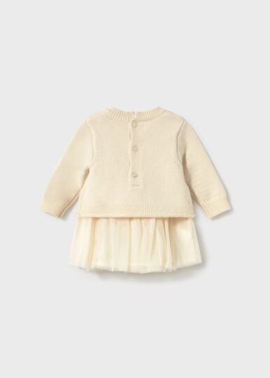 MAYORAL TRICOT KLEEDJE MET BLOEMEN EN TULE CREAM