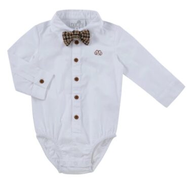 NATINI BODYHEMDJE PIERROT MET GERUIT BEIGE STRIKJE WHITE