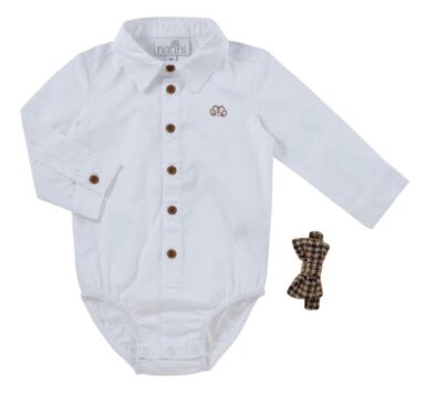 NATINI BODYHEMDJE PIERROT MET GERUIT BEIGE STRIKJE WHITE