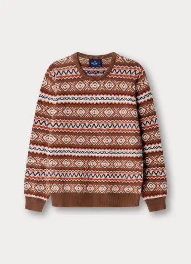 HACKETT GEBREIDE TRUI MET DESIGN BROWN
